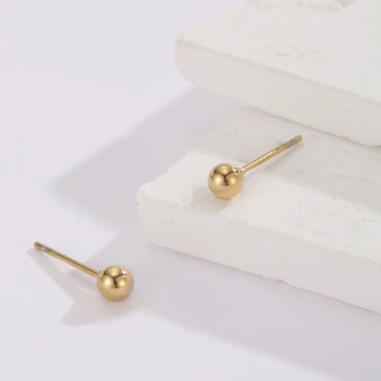 Kolczyki sztyfty złote – kulki | stal chirurgiczna 316L