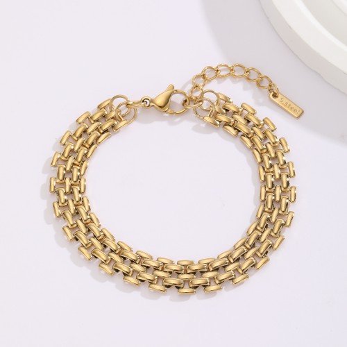 Bransoletka szeroka chain – potrójny splot | złota | stal chirurgiczna 316L