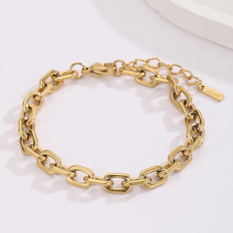 Bransoletka chain z dużymi ogniwami – złota | stal chirurgiczna 316L