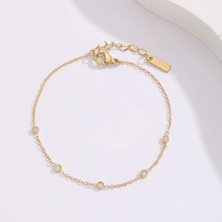 Bransoletka cyrkonie – złota | stal chirurgiczna 316L