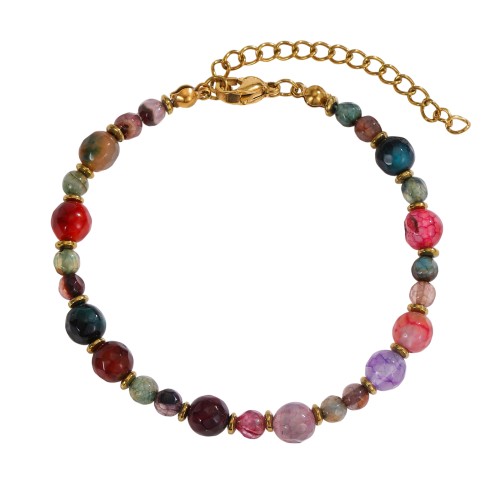 Bransoletka z kamienia agat + stal szlachetna AS7