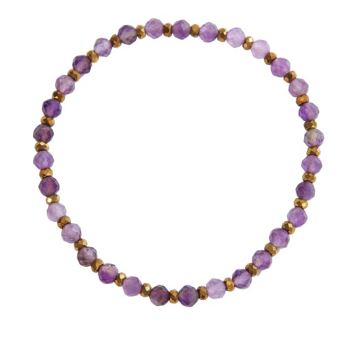 Bransoletka – ametyst + hematyt gumka KHG6