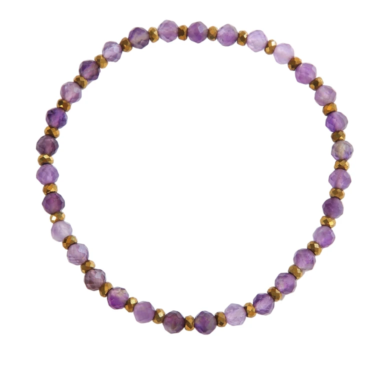 Bransoletka – ametyst + hematyt gumka KHG6